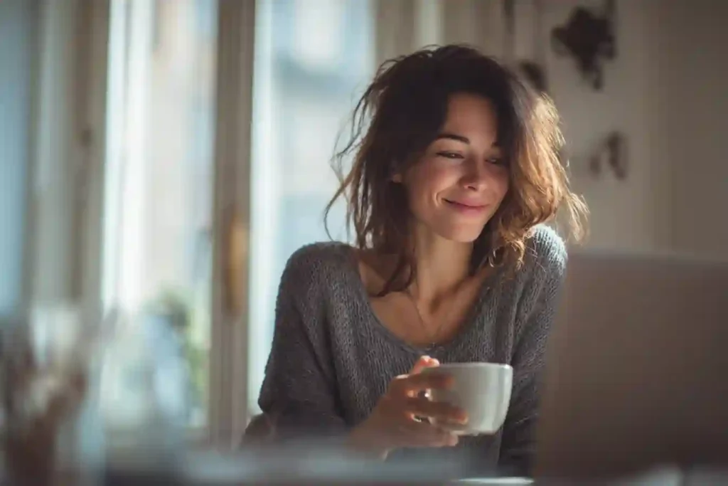 Ryze Mushroom Coffee for Brain Fog: The Clarity I Didn’t Know I Needed 3 Woman experiencing mental clarity after using Ryze Mushroom Coffee for brain fog