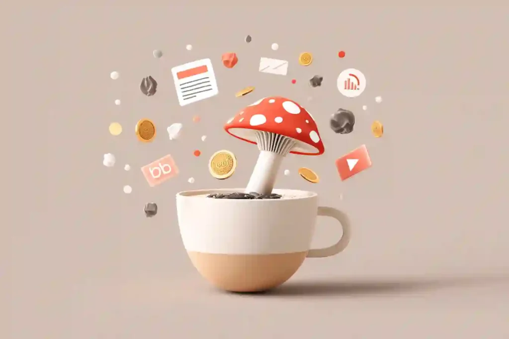 Ryze Mushroom Coffee Affiliate Program: The Ultimate Guide to Earning with Integrity 1 Ryze Mushroom Coffee cup with mushroom and digital affiliate icons