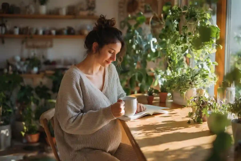 Can You Drink Mushroom Coffee While Pregnant? Honest Truth for Concerned Moms 2 pregnant woman reading mushroom coffee label ingredients for safety