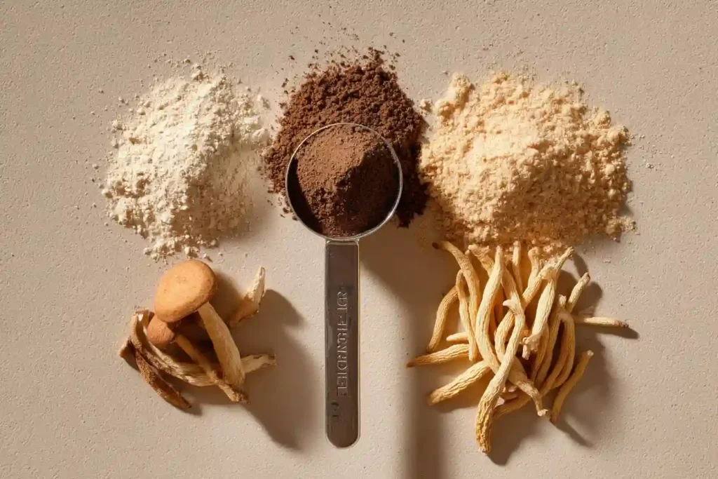 Functional mushroom powders and ingredients included in Ryze subscription